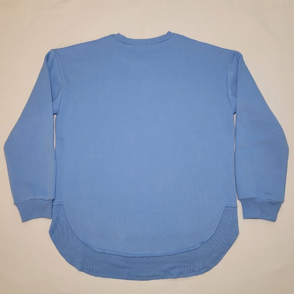 Embossed Crewneck Sweatshirt Womens Blue Salty Wave Small Beachy Streetwear NWOT - Picture 9 of 10